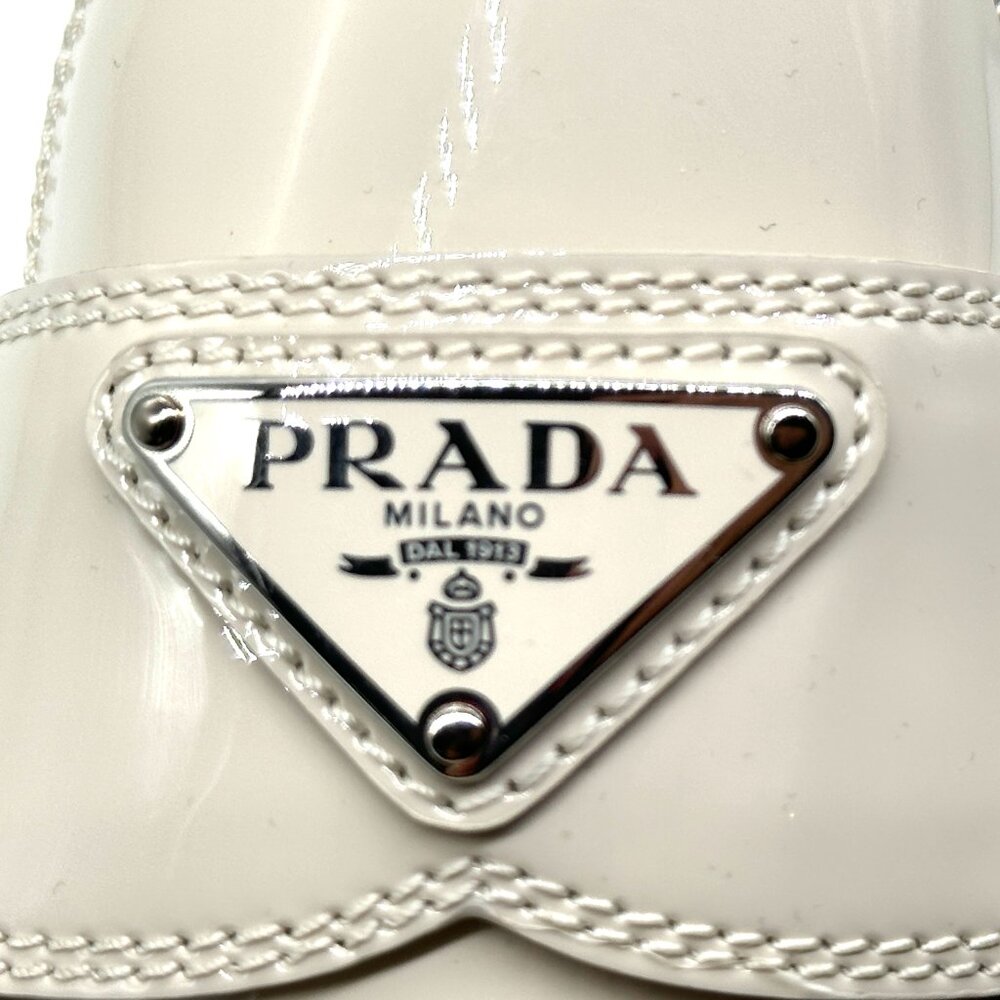PRADA Triangle Logo Patent Leather Platform Loafers Drivers Flat Shoes - Picture 11 of 16